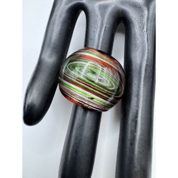Murano Italy Glass Dome Ring 7.5" Multicolor  Infused Statement Hand Made - Picture 3 of 7